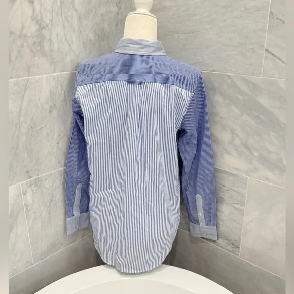 Vineyard Vines Blue White Stripe Mix Cotton Button Up Shirt Size 6 Preppy Classi - Picture 9 of 11